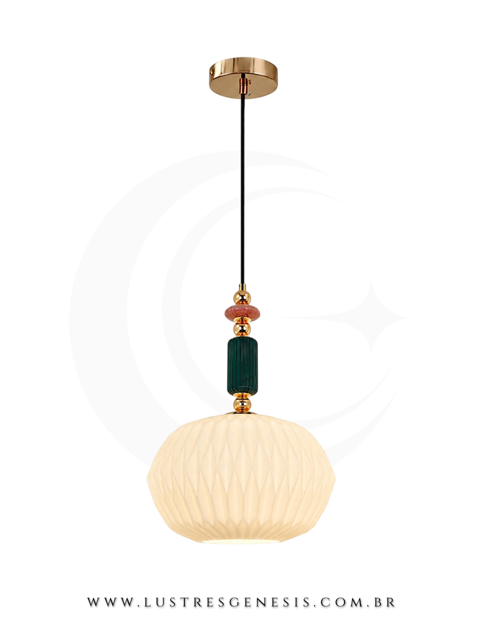 Pendente Escandinava Dourado com Cer&acirc;mica Para Quarto, Bancada Gourmet e Cabeceira de Cama